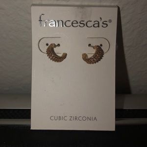 Gold and cubic zirconia mini hoop earrings